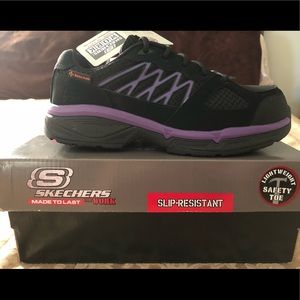 Sketchers steel toe sneakers.